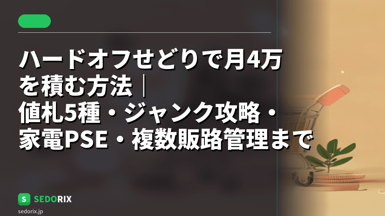 ハードオフせどりで月4万を積む方法｜値札5種・ジャンク攻略・家電PSE・複数販路管理まで